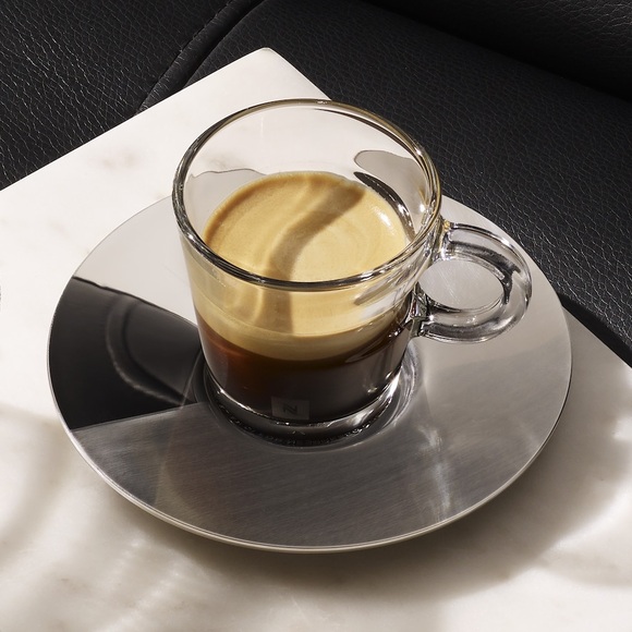 Vintage Atelier Oi for Nespresso Espresso Glass Cup and Stainless Steal Saucer - Picture 2 of 14